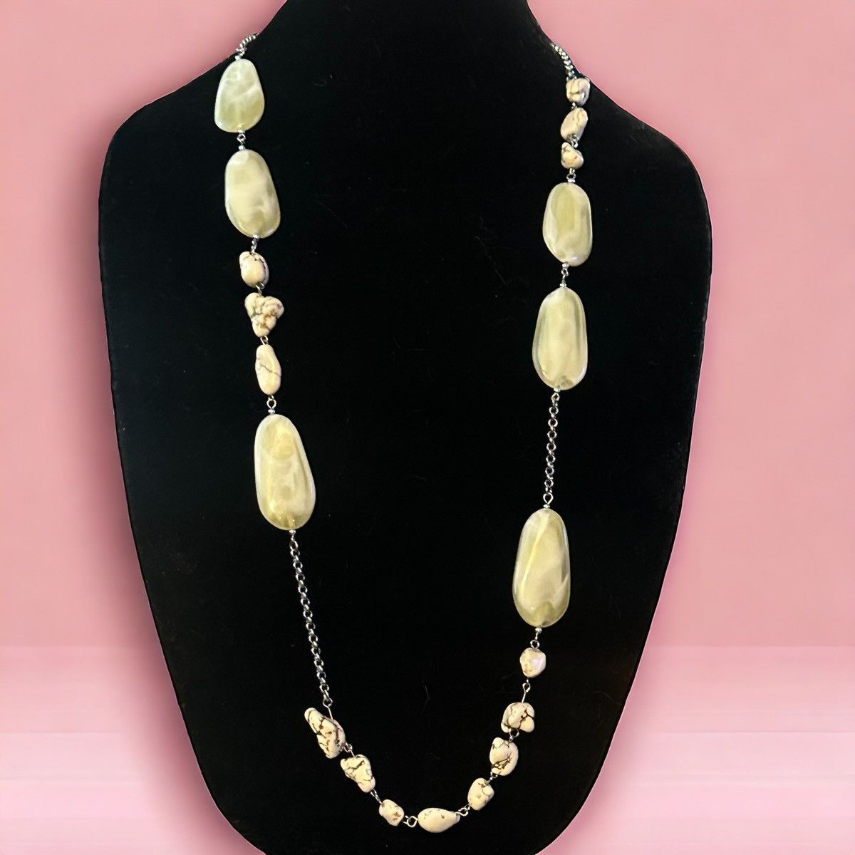 Other Long polished rock chain necklace and earrings set Size ONE SIZE - 1 Thumbnail