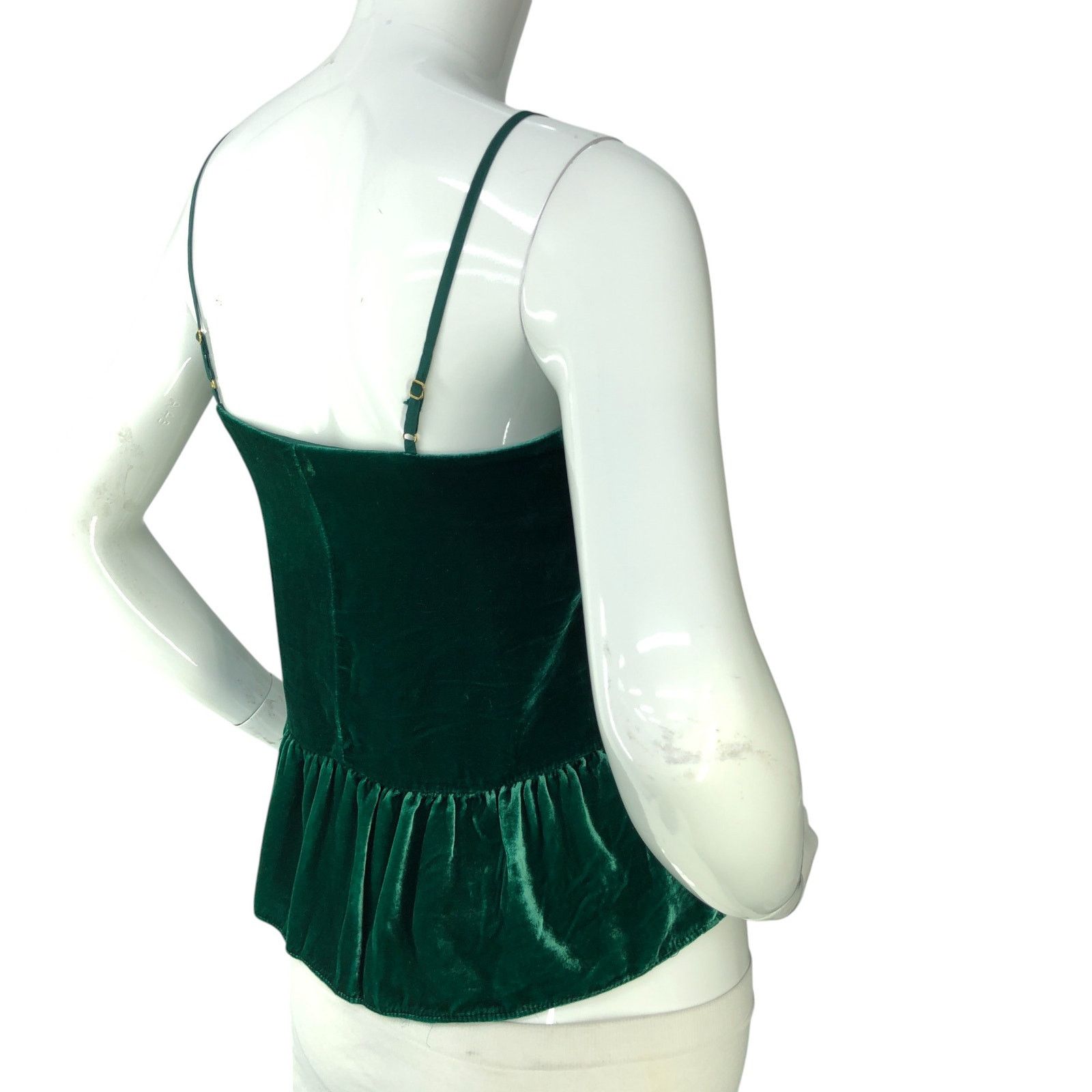 J.Crew J Crew Size 00P Top Velvet Peplum Cami Silk Blend Green Size XXS / US 00 / IT 34 - 8 Thumbnail