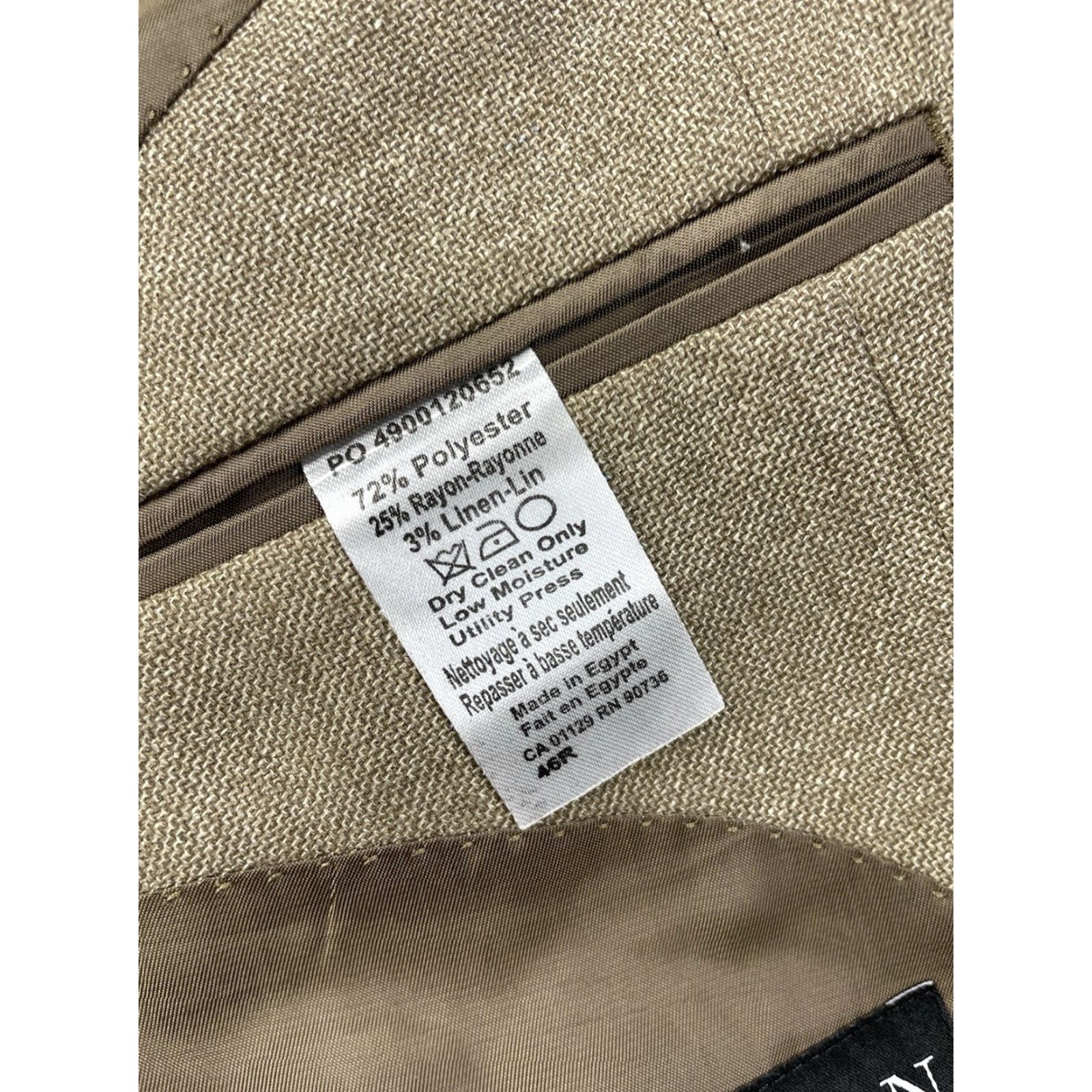 Ralph Lauren Lauren Ralph Lauren Blazer Men 46R Tan Linen Polyester Rayon Blend Plaid Two-Button Single-Breasted Notch Lapel Jacket Size 46R - 4 Thumbnail