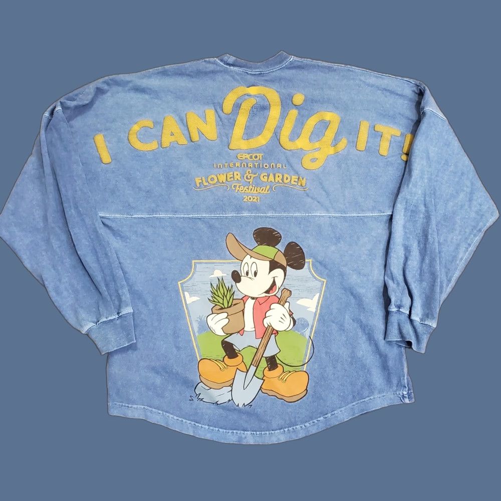 VINTAGE: no — Disney Spirit Jersey Shirt Womens Small Blue Epcot Flower Garden 2021 Mickey