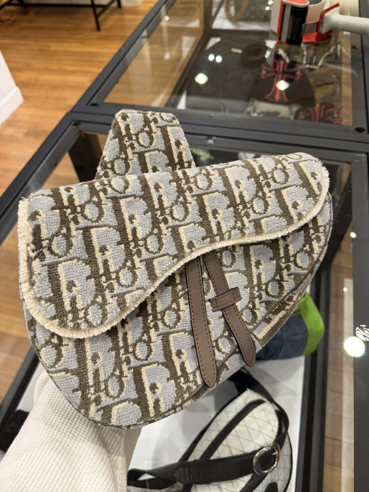 Dior Oblique Jacquard Tapestry Crossbody Saddle Bag