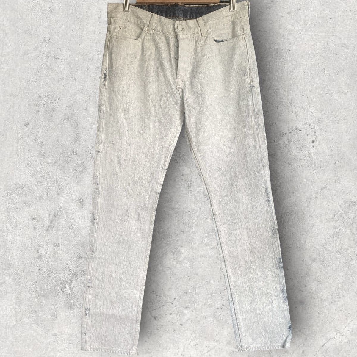 Maison Margiela AW12 Margiela x HM White Painted Denim Size US 29 - 2 Thumbnail