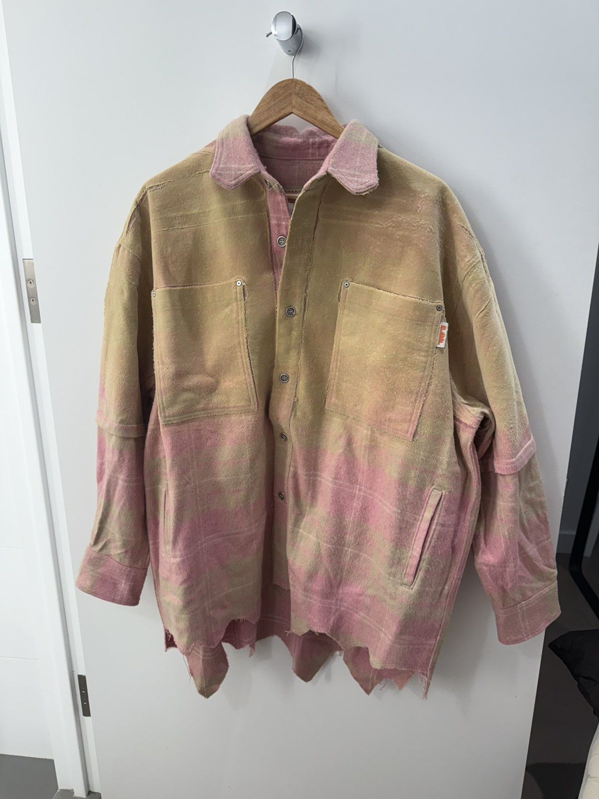 PDF PDF channel check wool overshirt pink / tan size Large Size US L / EU 52-54 / 3 - 1 Thumbnail