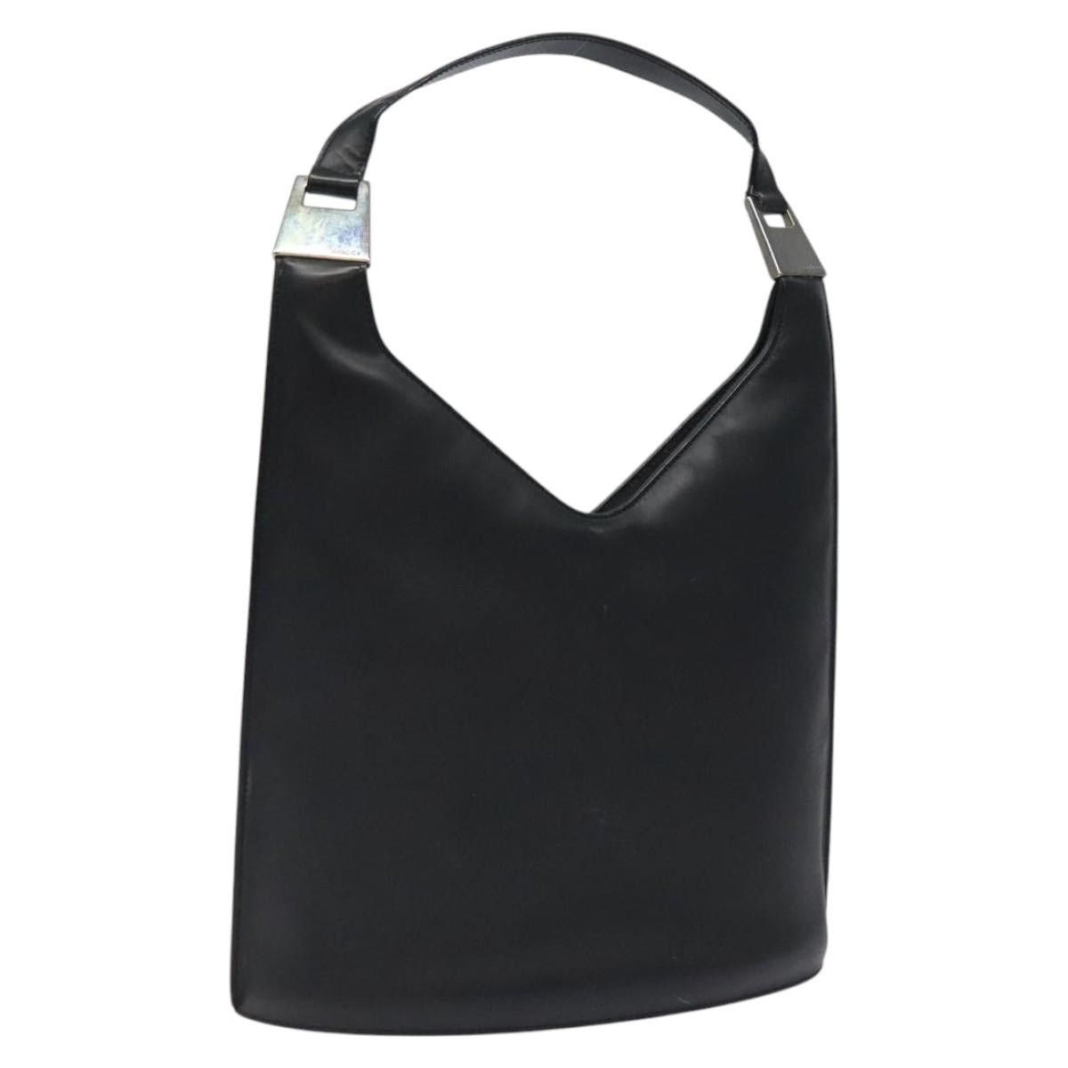 Gucci Shoulder Bag Leather Black Silver 001 001, Women's