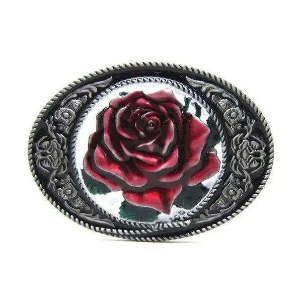 Japanese Brand Metal Floral Red Roses belt buckle ( no belt ) Size ONE SIZE - 4 Thumbnail