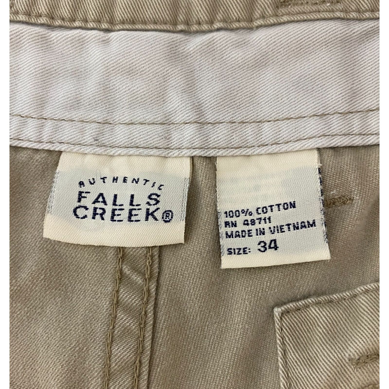 Vintage Falls Creek Cargo Shorts Men's Size 34 Beige Canvas 10 In Inseam Pockets Casual Workwear Mens Size US 34 / EU 50 - 3 Thumbnail