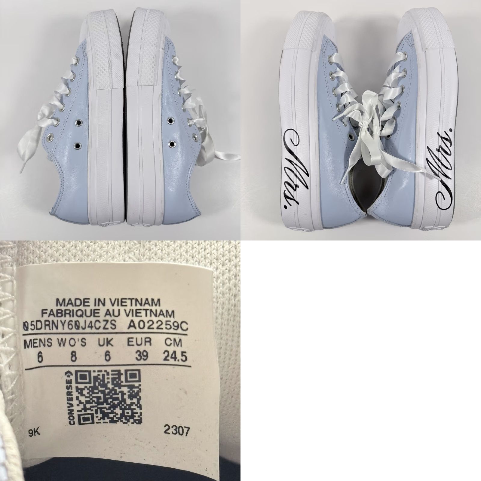 Converse Converse Platform Wedding Sneakers Women Blue/White Leather Low Top - 8, White, Leather, Sneakers, Platform, Wedding, Converse, Women, US8, EU39 Size M / US 6-8 / IT 42-44 - 8 Thumbnail