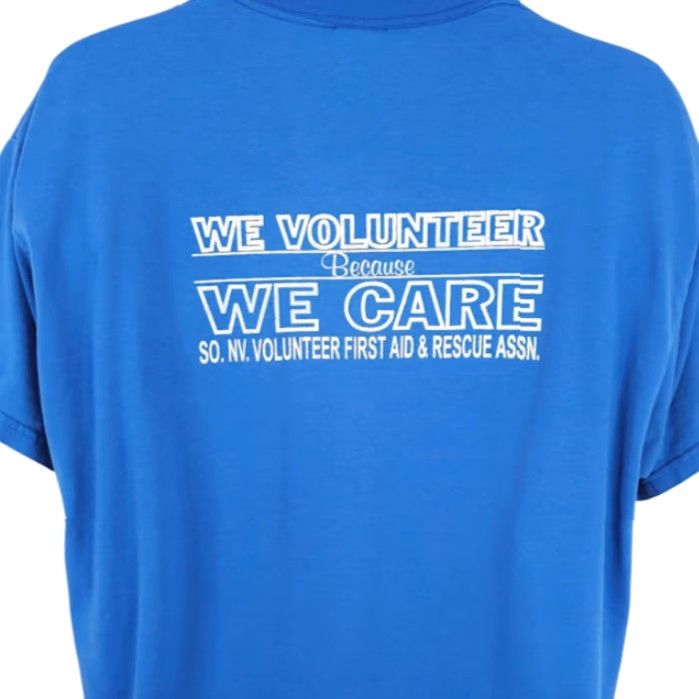 Fruit Of The Loom VINTAGE Fruit of the Loom T-Shirt Mens XL Blue 90s Y2K First Aid & Rescue Short Sleeve Crew Neck Cotton Blend | Double-Sided Size US XL / EU 56 / 4 - 2 Thumbnail