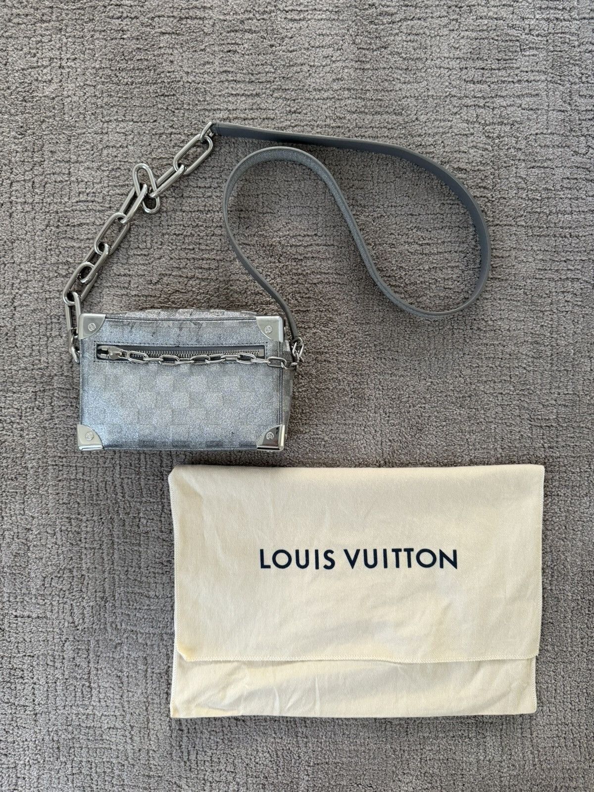 Louis Vuitton Soft Trunk Shoulder Bag Mini Silver Canvas Damier Size ONE SIZE - 1 Thumbnail