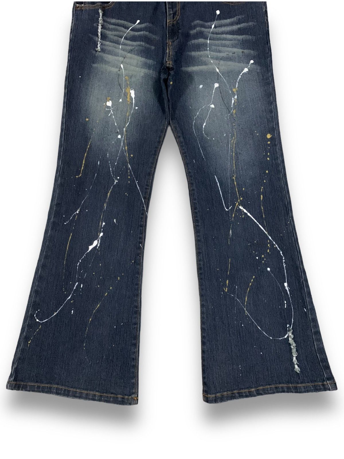 Japanese Brand Japanese Brand Blue Wash Painted Splatter Flare Grunge Jeans Size US 36 / EU 52 - 8 Thumbnail