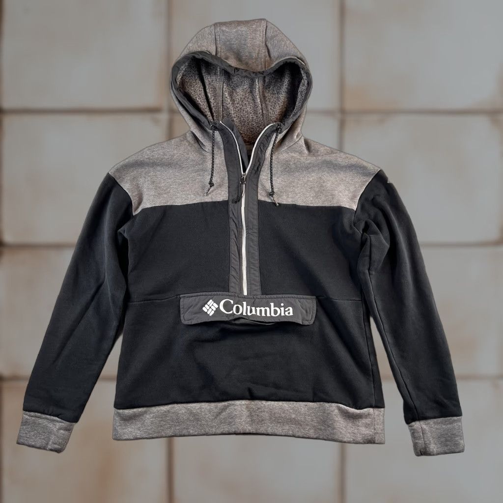 Vintage Columbia Hoodie Women S 1/2 Zip Fleece Hooded Pullover Black Gray Lightweight Regular Scoop Outdoor All Seasons Pockets Size S / US 4 / IT 40 - 1 Thumbnail