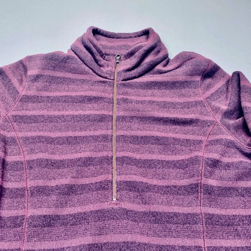 Vintage REI Half Zip Sweater Women's Medium Purple Striped Pullover Front Pockets 8432 Size M / US 6-8 / IT 42-44 - 6 Thumbnail