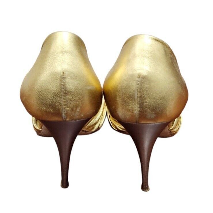 Giuseppe Zanotti Giuseppe Zanotti Gold Peep Toe Pumps Size EU 39.5/US 9 Size US 9 / IT 39 - 8 Thumbnail