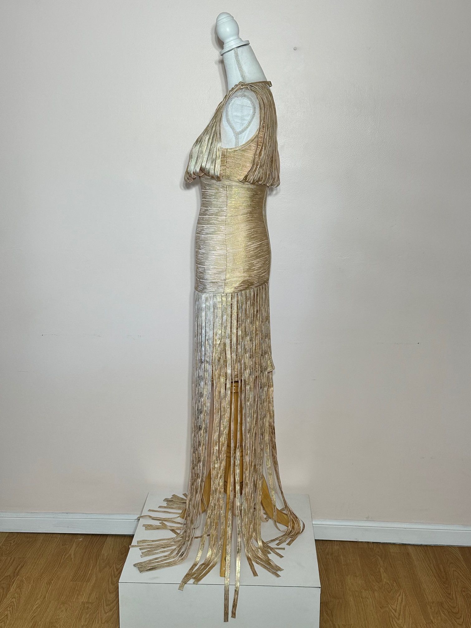 Vintage Athina Gold Foil Tassel Bandage Gown Size S Size S / US 4 / IT 40 - 4 Thumbnail
