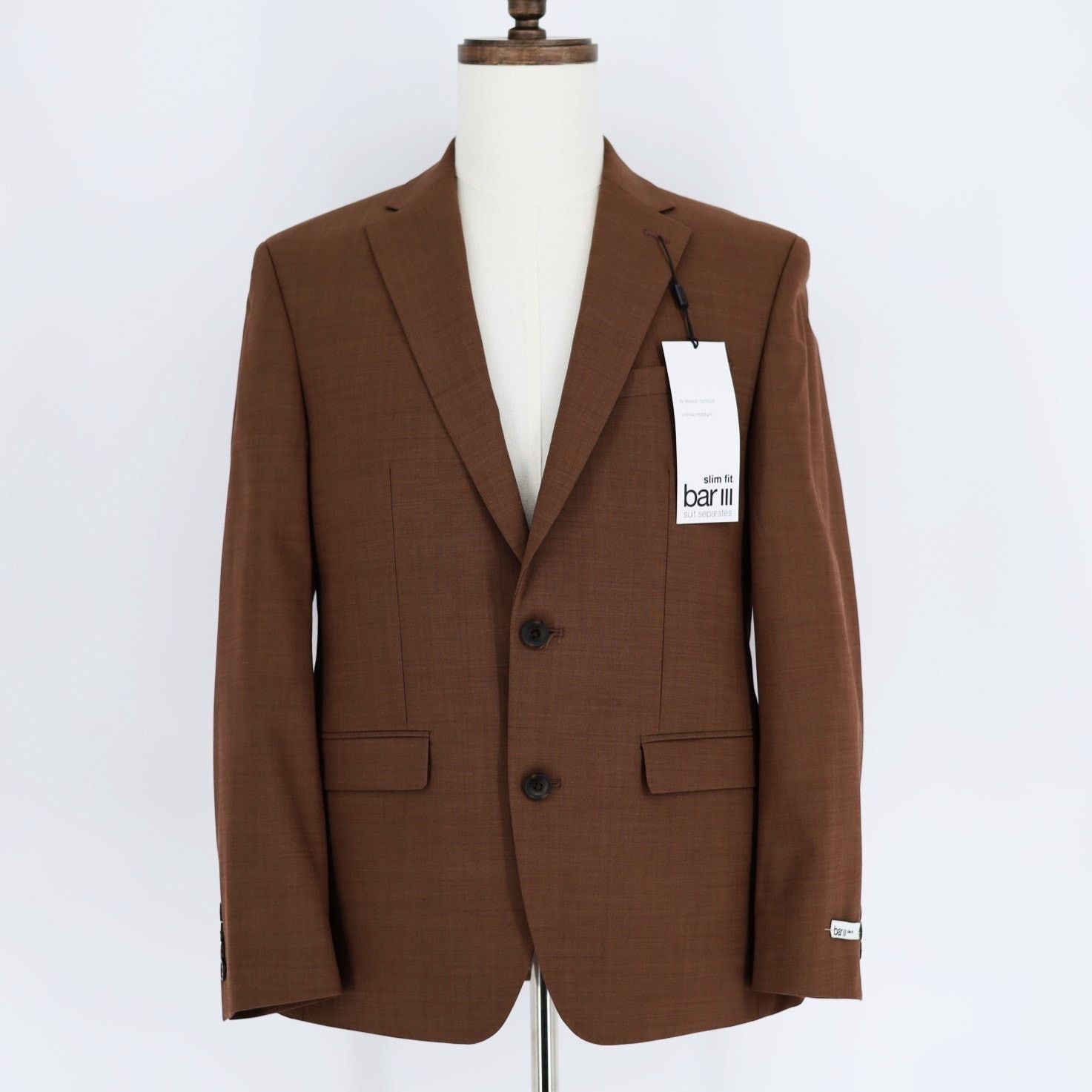 Bar III Bar III Men's Rust Brown Wool-Blend Slim Suit Jacket 38S Size 38S - 5 Thumbnail