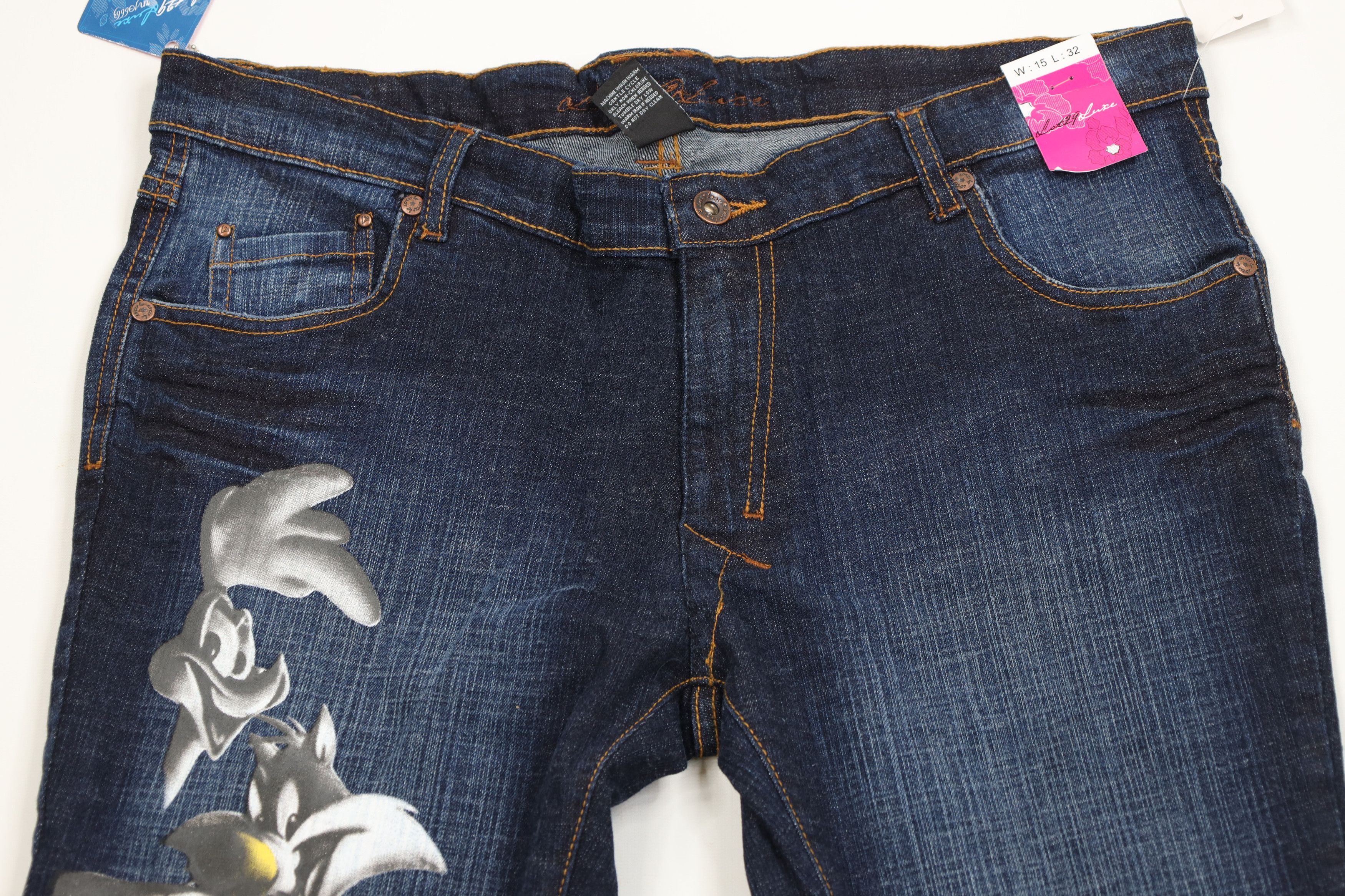 Vintage Deadstock Vintage Y2K Lot 29 Looney Tunes Wide Leg Jeans Size 36" / US 14 / IT 50 - 2 Thumbnail