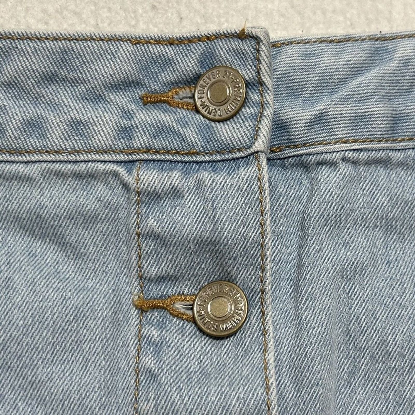 Forever 21 Forever 21 Jean Mini Skirt Metal Button Front Blue Denim Size 29" - 3 Thumbnail