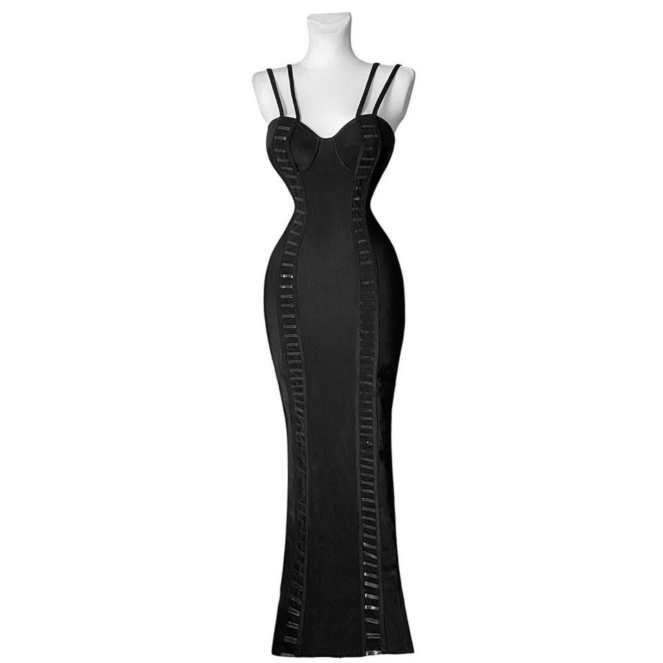 Vintage Stunning black bandage maxi dress with corset unique design Size S / US 4 / IT 40 - 3 Thumbnail