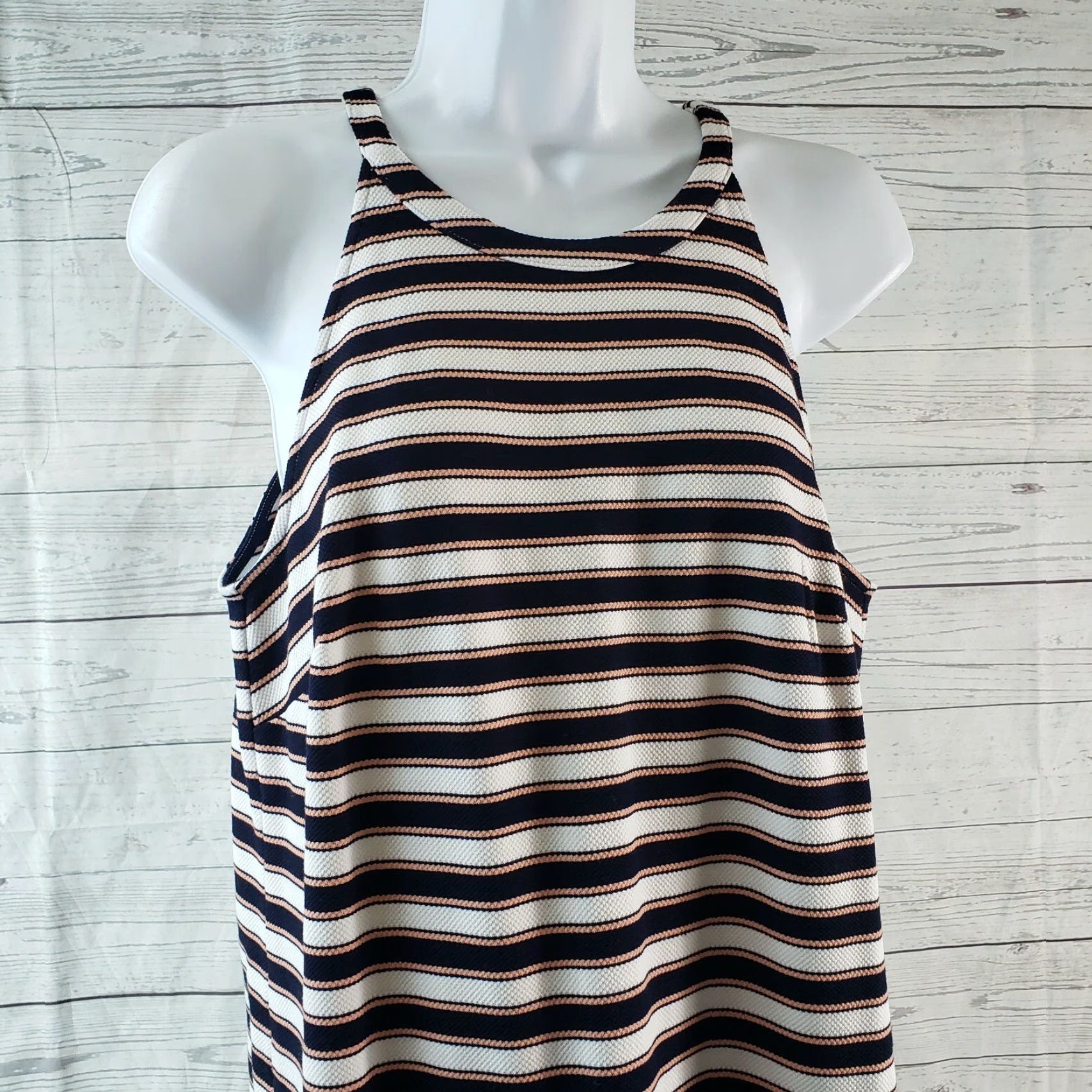 Ann Taylor Ann Taylor Dress Womens Sz 8 Pink Blue Striped Sleeveless Rayon Blend Size M / US 6-8 / IT 42-44 - 2 Thumbnail
