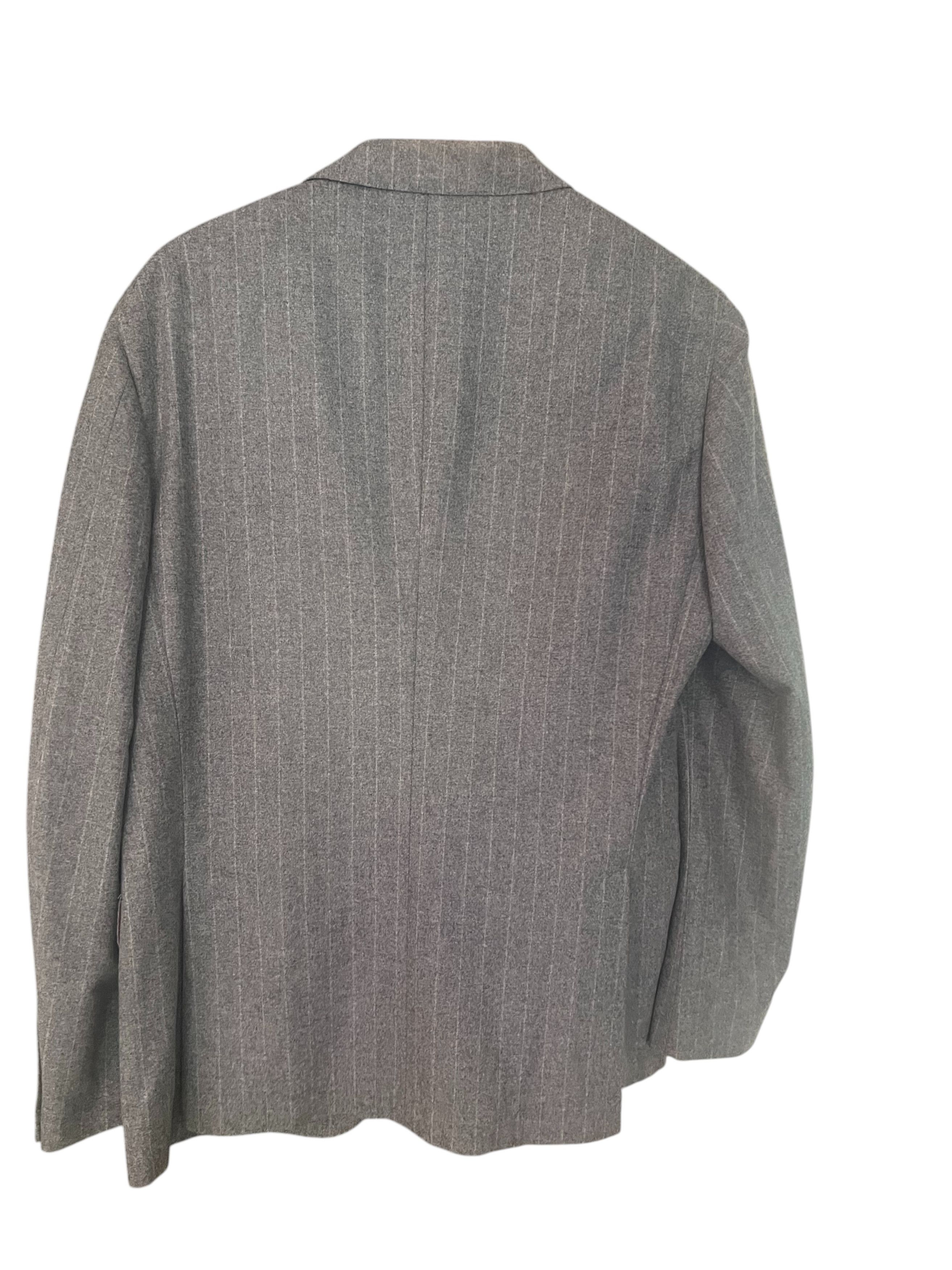 Brunello Cucinelli Brunello Cucinelli Grey Pinstripe Wool/Silk (EU 54 / US 44R) Size 44R - 5 Thumbnail
