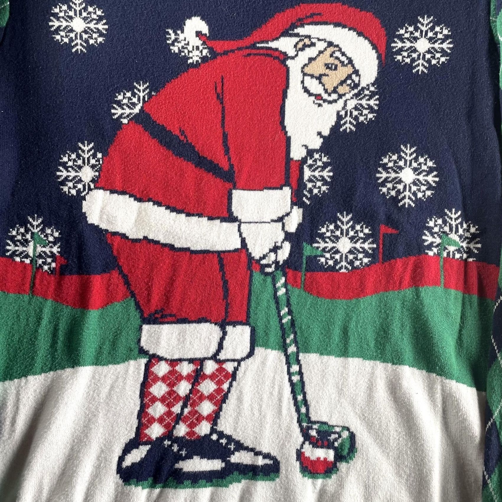 TravisMathew VINTAGE TravisMathew Sweater Mens L Navy Green Santa Golf Ugly Christmas Pullover Size US L / EU 52-54 / 3 - 2 Thumbnail