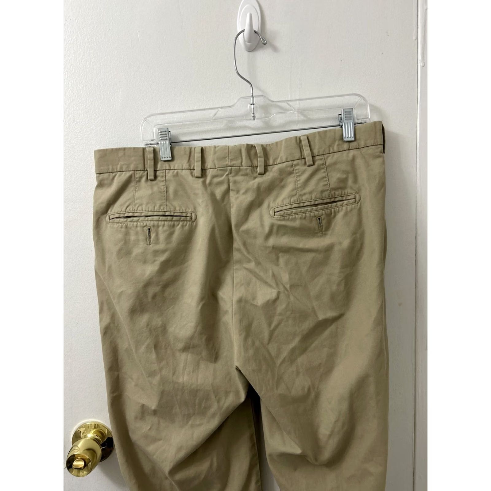 Peter Millar Peter Millar Pants Mens 35x29 Khaki Beige 100% Cotton Pima Regular Rise 5-Pocket Chino Zip Front Belt Loops Straight Leg Mens Size US 35 - 5 Thumbnail