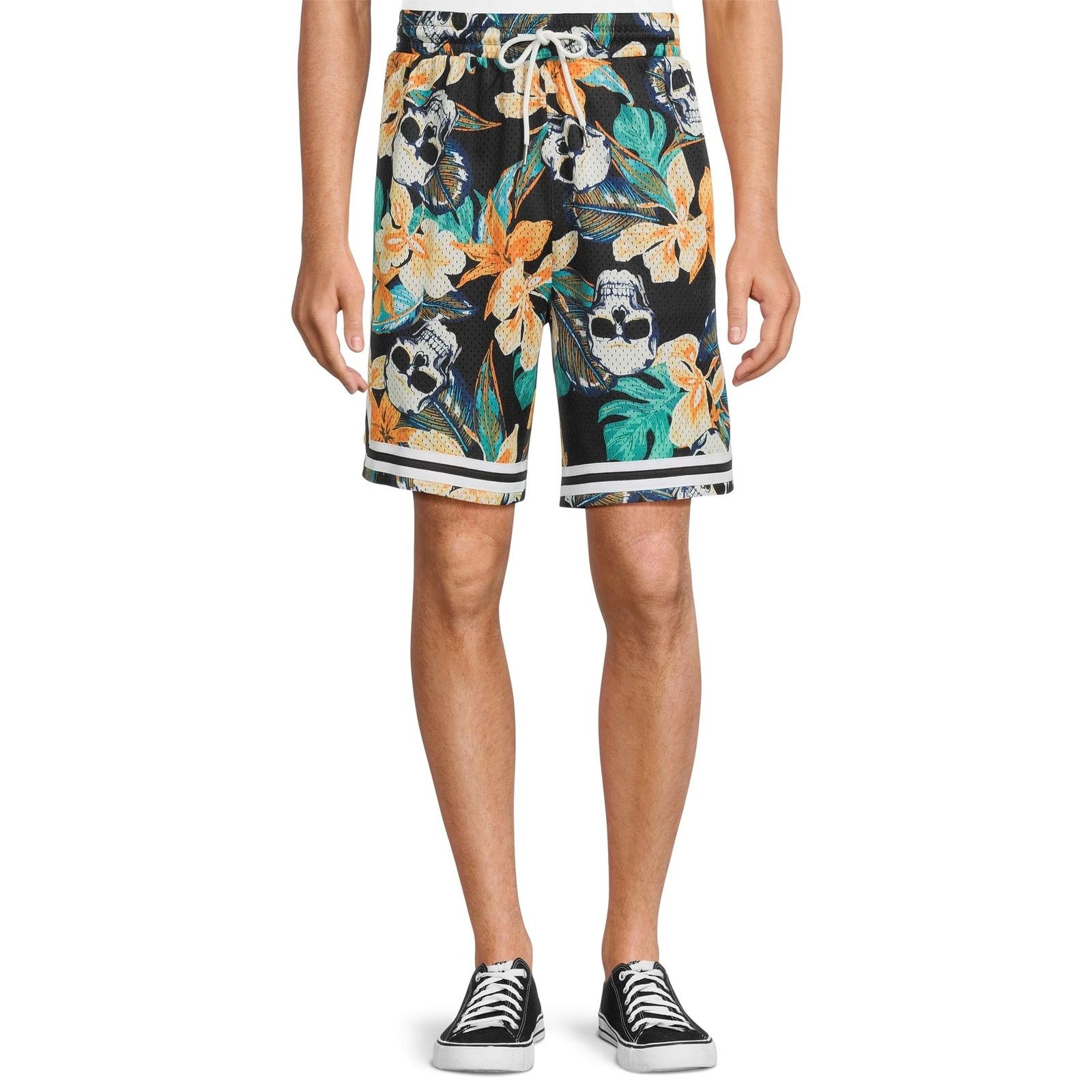 Other No Boundaries Skulls & Flowers Mesh Printed Jersey Shorts Size US 34 / EU 50 - 1 Thumbnail