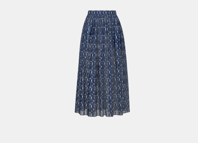 Dior o1w1db11225 451J63 Mid-Length Skirt in Navy Blue/White Size 25" / US 0 / IT 36 - 1 Thumbnail