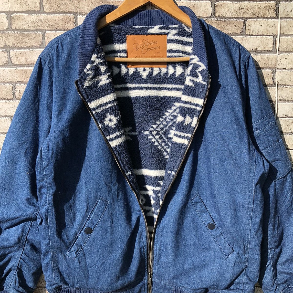Japanese Brand The Rodeo Crows Indigo Navajo Reversible Bomber Jacket Size US S / EU 44-46 / 1 - 8 Thumbnail