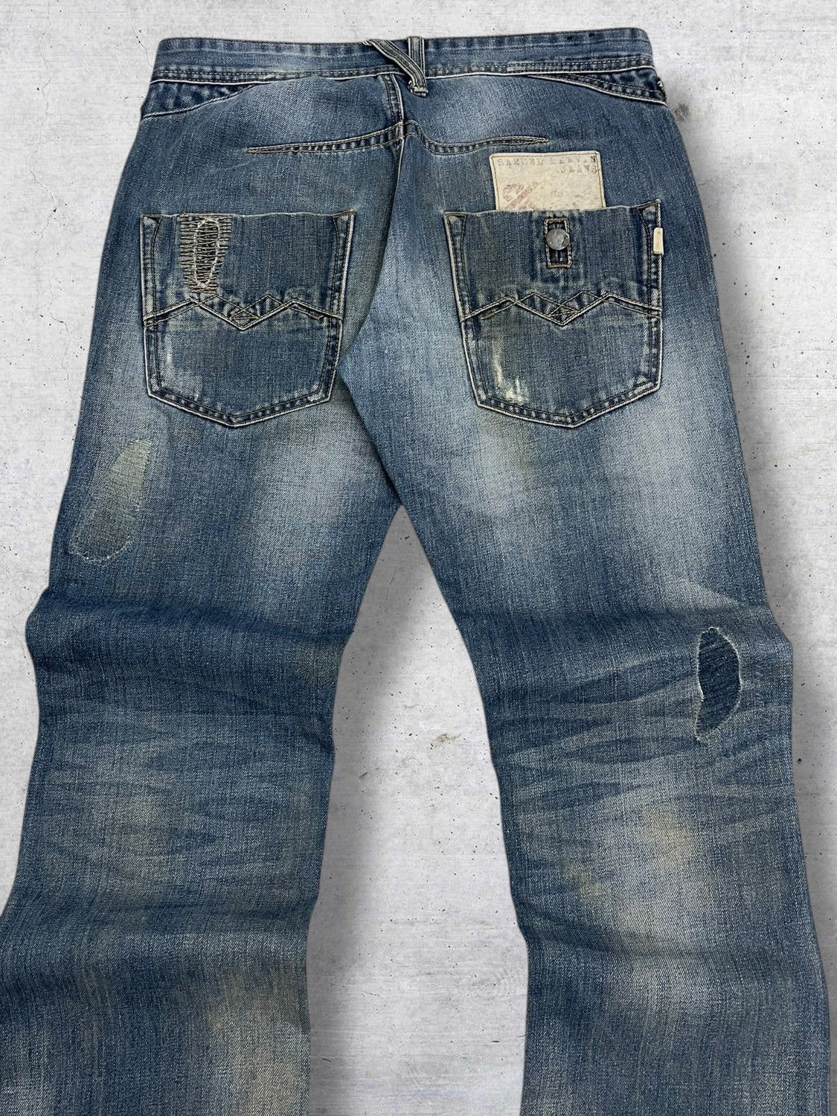 Japanese Brand VINTAGE 1990S DESIGNER SAMUEL&KEVIN DISTRESSEE RIPPED DENIM Size US 31 - 13 Thumbnail