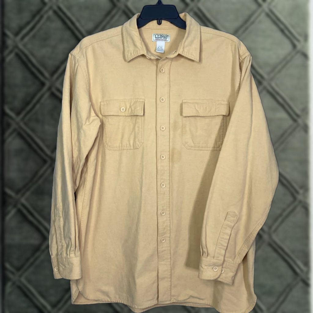 Vintage VTG LL Bean Chamois Shirt Mens XLT Regular Fit Flannel Outdoor 90s Yellow Cotton Button-Up Pockets Heavyweight Casual Workwear Vintage Size US M / EU 48-50 / 2 - 1 Thumbnail