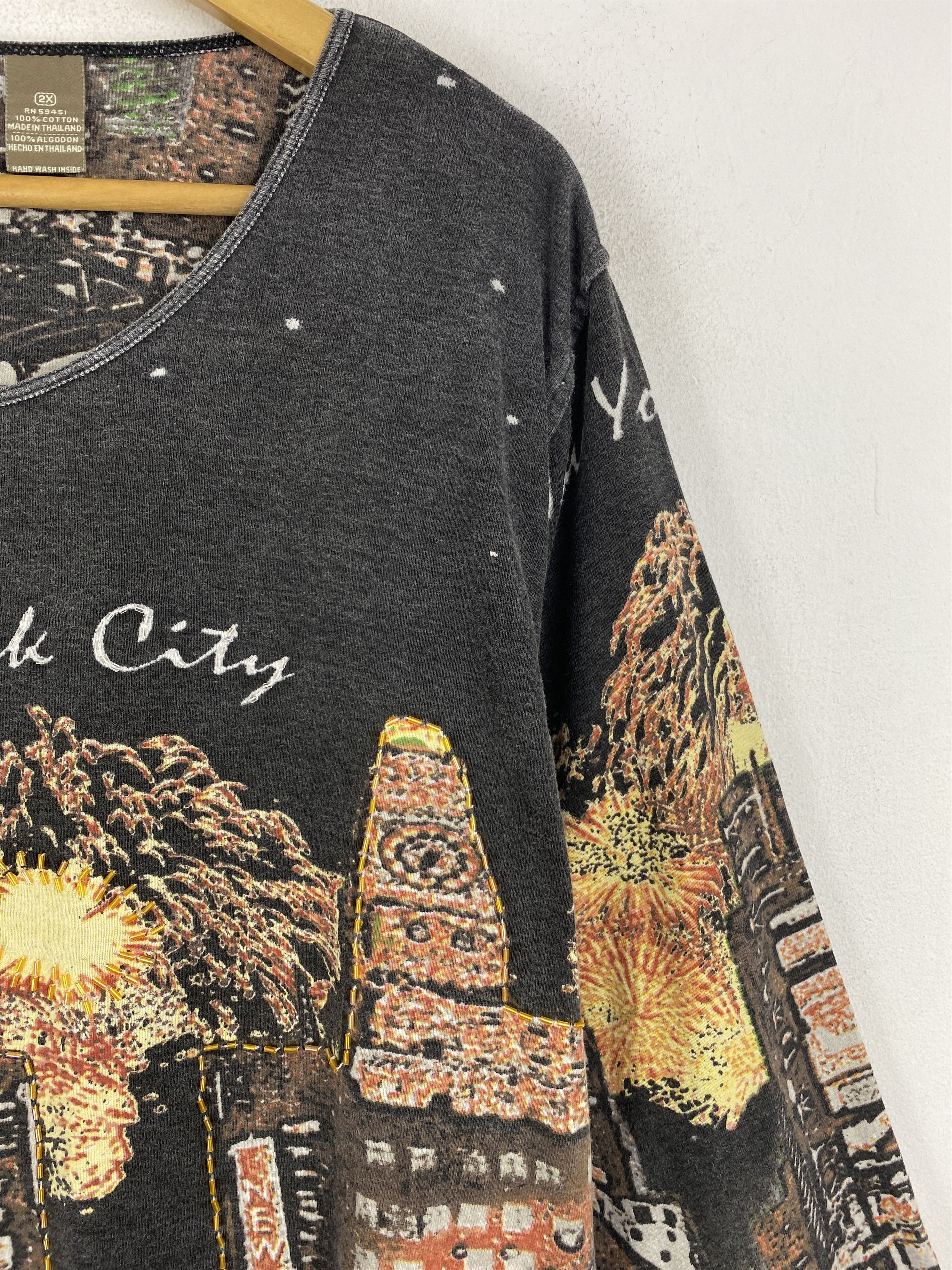 Vintage Vintage June Ashley New York City Sky Line Art Tee TA0696 Size US XXL / EU 58 / 5 - 9 Thumbnail
