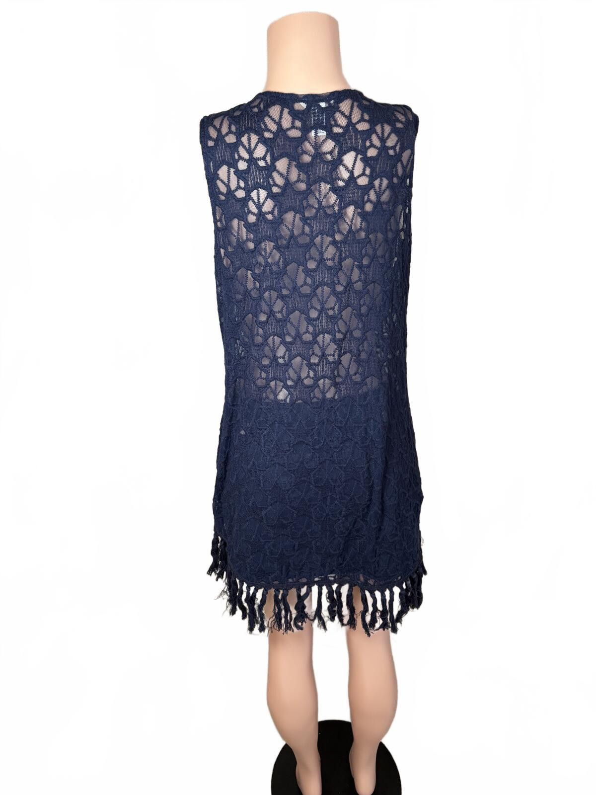 Other Boho Crochet Fringe Vest Sheer Festival Y2K. Large. Size ONE SIZE - 5 Thumbnail