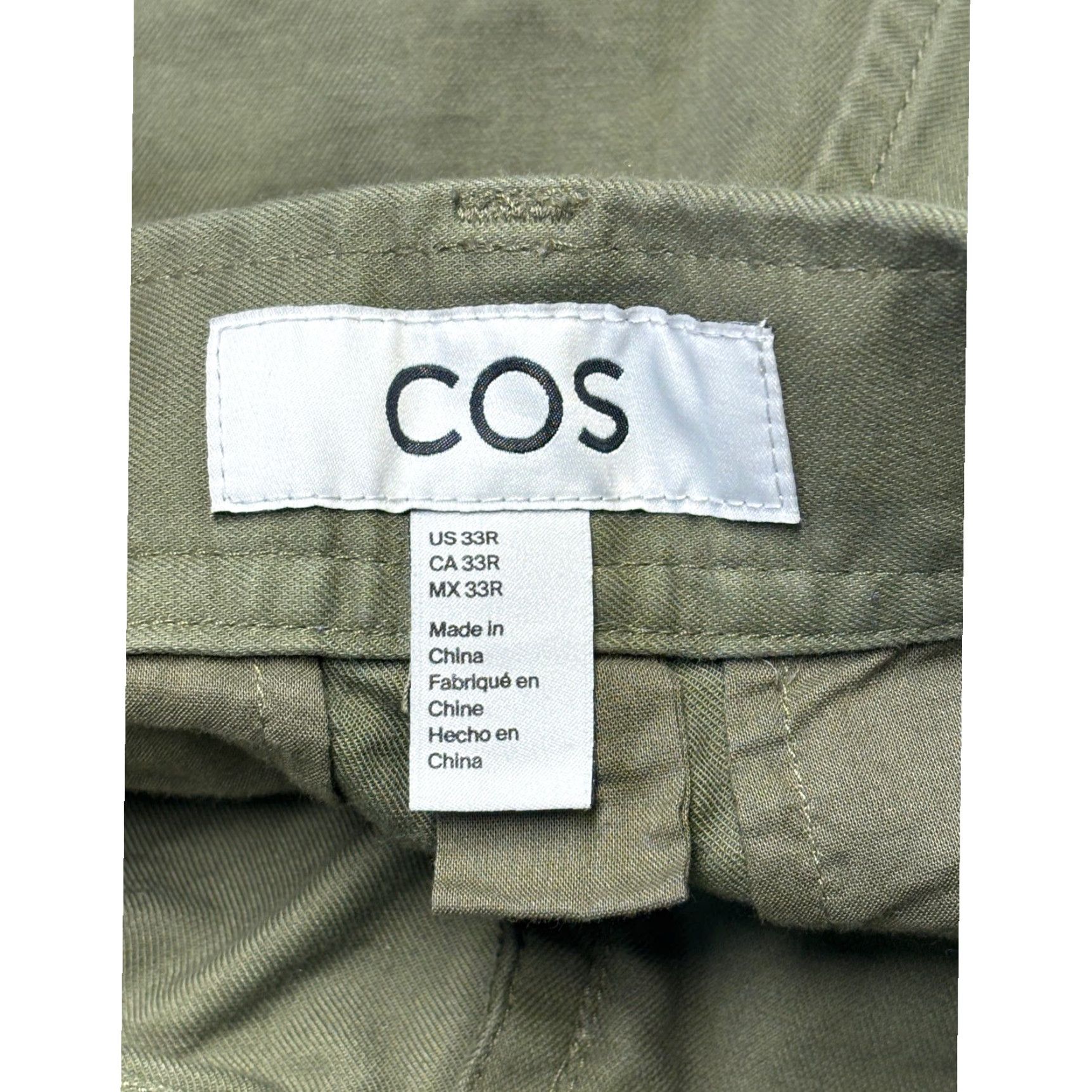 Cos COS Women Olive Green Wide Leg Trousers High Rise Straight Pants 33R x L26 Size 24" / US 00 / IT 34 - 5 Thumbnail