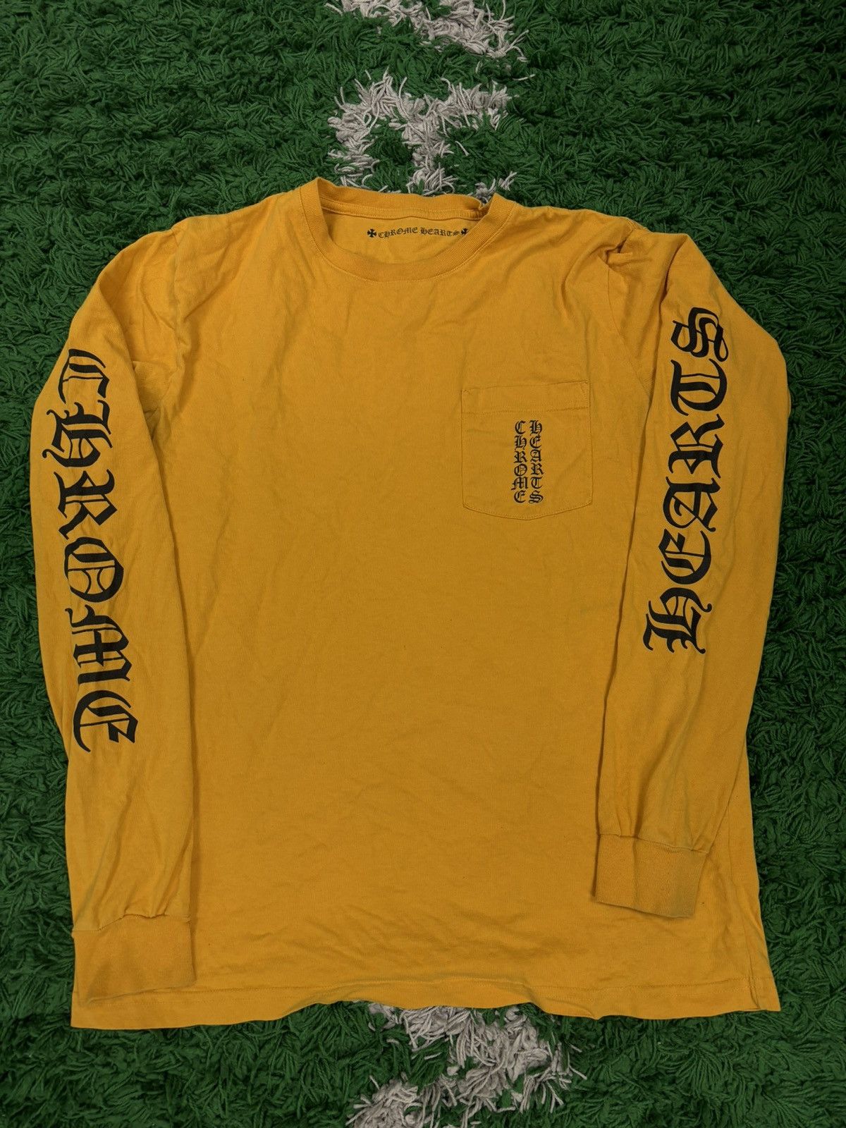 image of Chrome Hearts Mustard Veritcal L/s Shirt Long Sleeve in Yellow, Men's (Size Large)