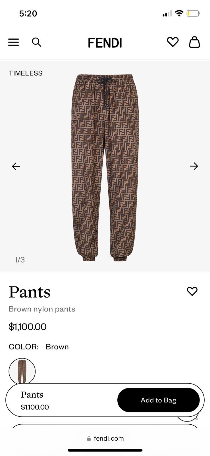 Fendi Fendi brown nylon pants sz 48 (XL) new Jogging pants Size US 32 / EU 48 - 8 Thumbnail