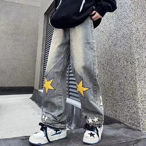 Jean Retro Street Star Patch Distressed Jeans Size US 32 / EU 48 - 5 Thumbnail