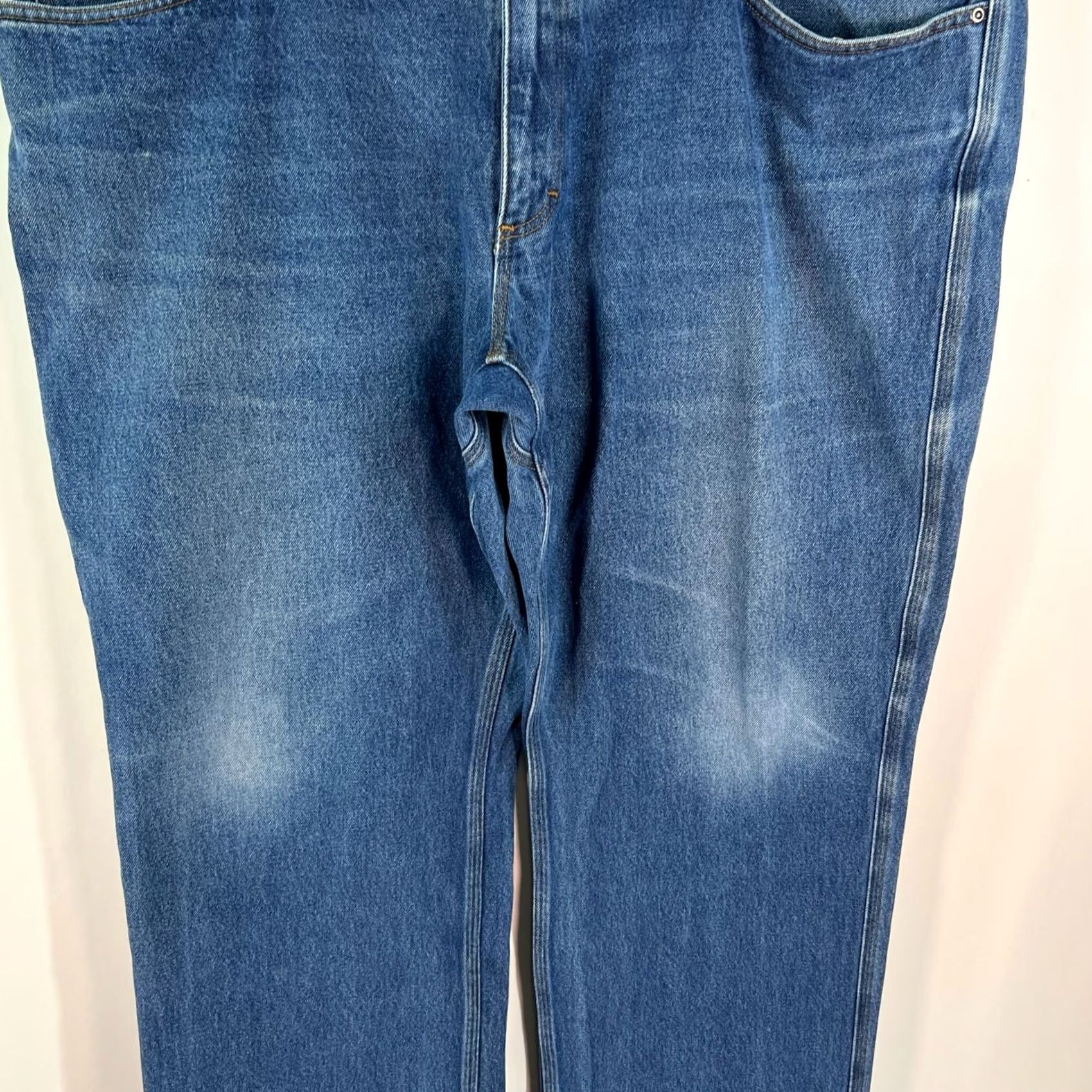 CO Duluth Mens Flex Denim Blue Relaxed Straight Jeans 46X30 Slim? No, keep: Duluth Mens Flex Denim Blue Relaxed Straight Leg Jeans 46X30 Size US 30 / EU 46 - 3 Thumbnail