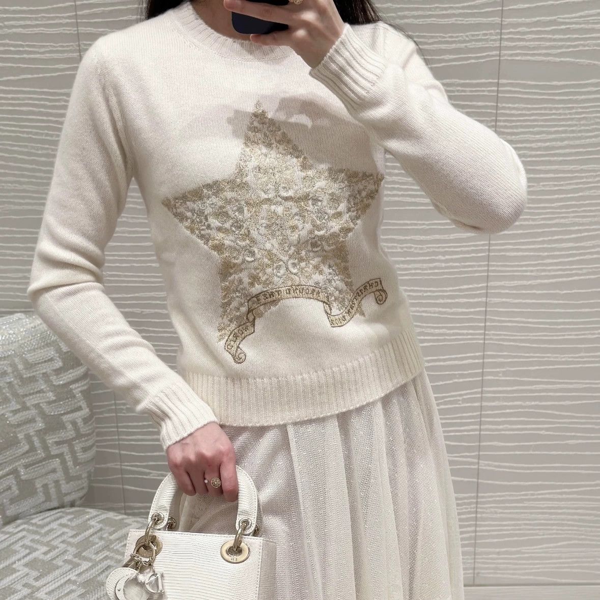 Christian Dior Monsieur Dior 25SS Starburst Embroidered Cashmere Sweater 36 Size XS / US 0-2 / IT 36-38 - 8 Thumbnail