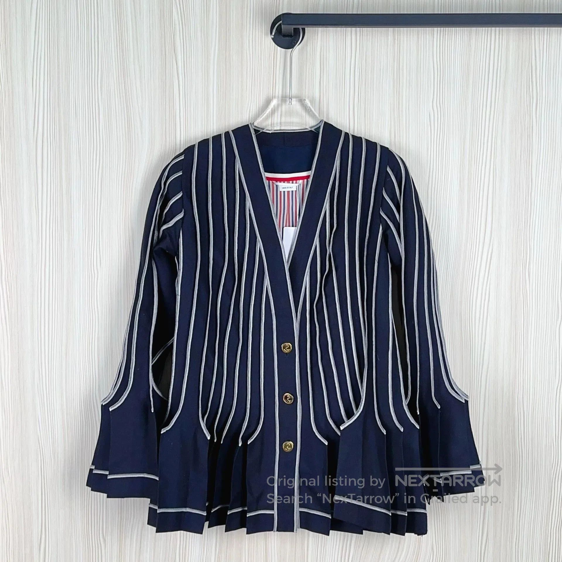 Moncler Genius thom browne striped blazer coat in navy. Size US L / EU 52-54 / 3 - 1 Thumbnail