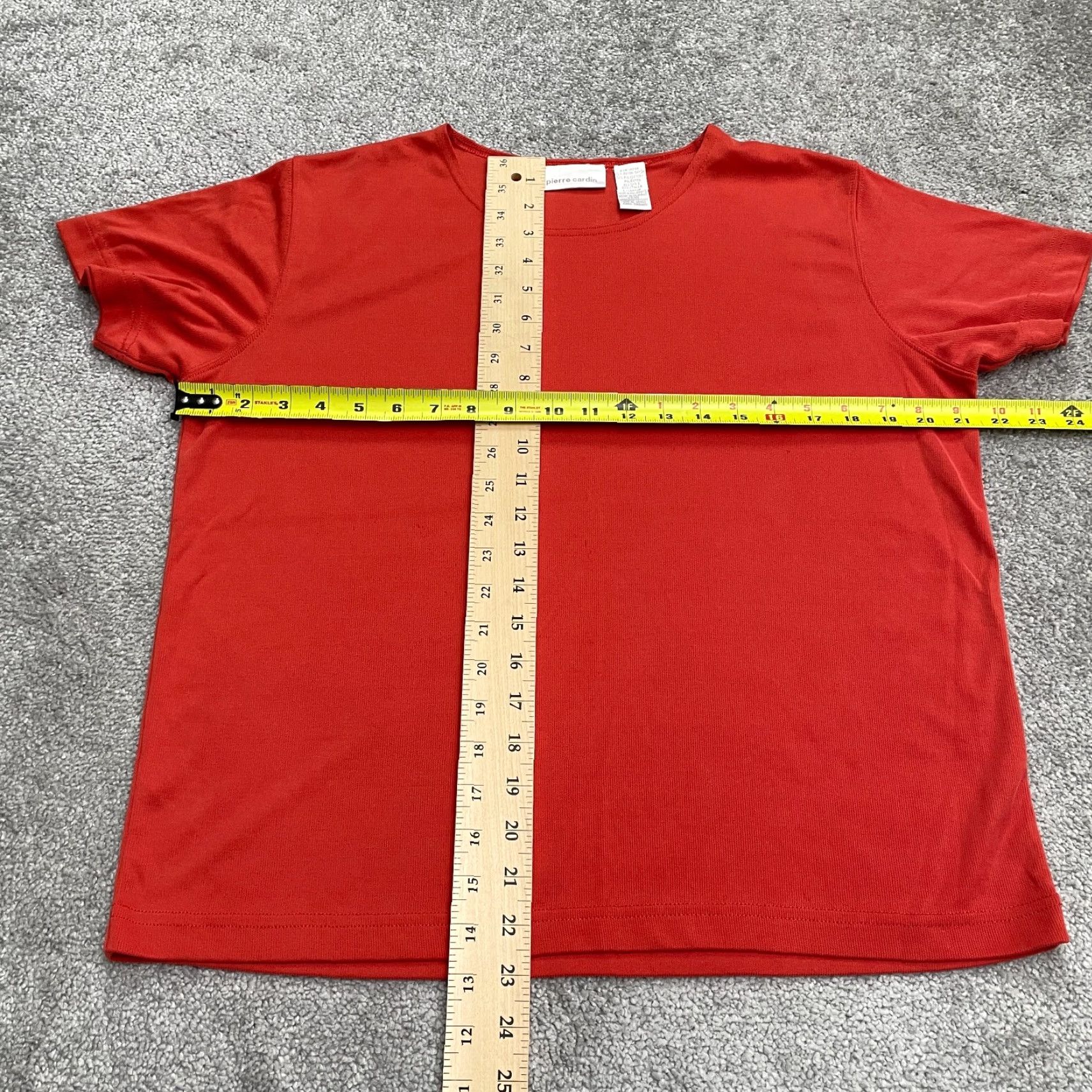 Pierre Cardin Pierre Cardin Basic Top Womens Large Red Short Sleeve Crew Neck Casual Stretch Shirt Size L / US 10 / IT 46 - 7 Thumbnail