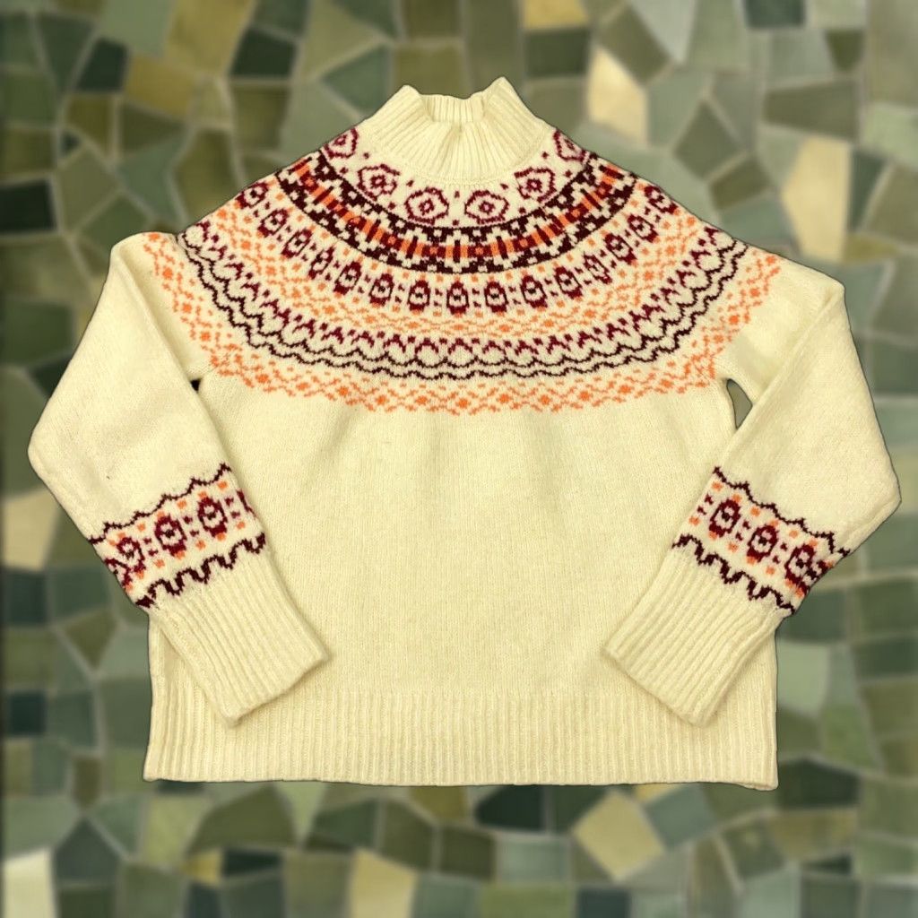 Vintage Cupcakes & Cashmere Sweater Womens XS Ivory Mock Neck Geometric Cable-Knit Pullover #1 Sweatshirt? Size XS / US 0-2 / IT 36-38 - 1 Thumbnail