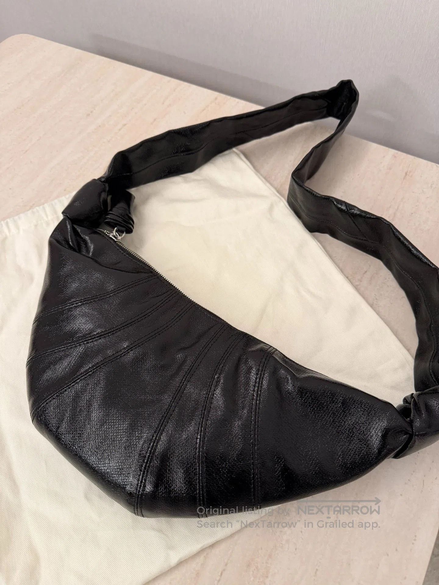 Lemaire LEMAIRE Black Coated Small Croissant Bag. Size ONE SIZE - 2 Thumbnail