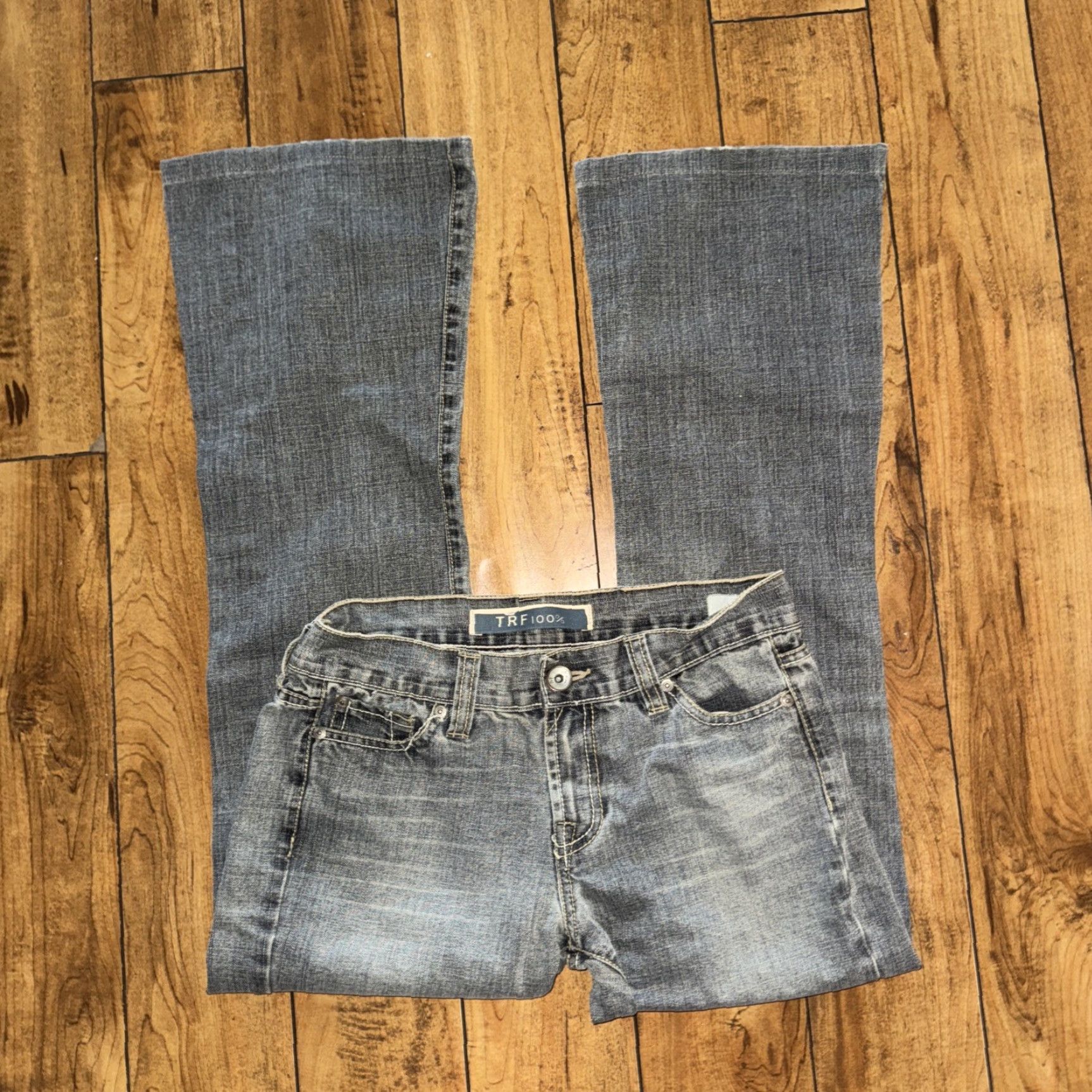 Denime TRF 100% Denim Jeans Flared Blue 30x30 Womens Regular Jeans Size 30" / US 8 / IT 44 - 4 Thumbnail