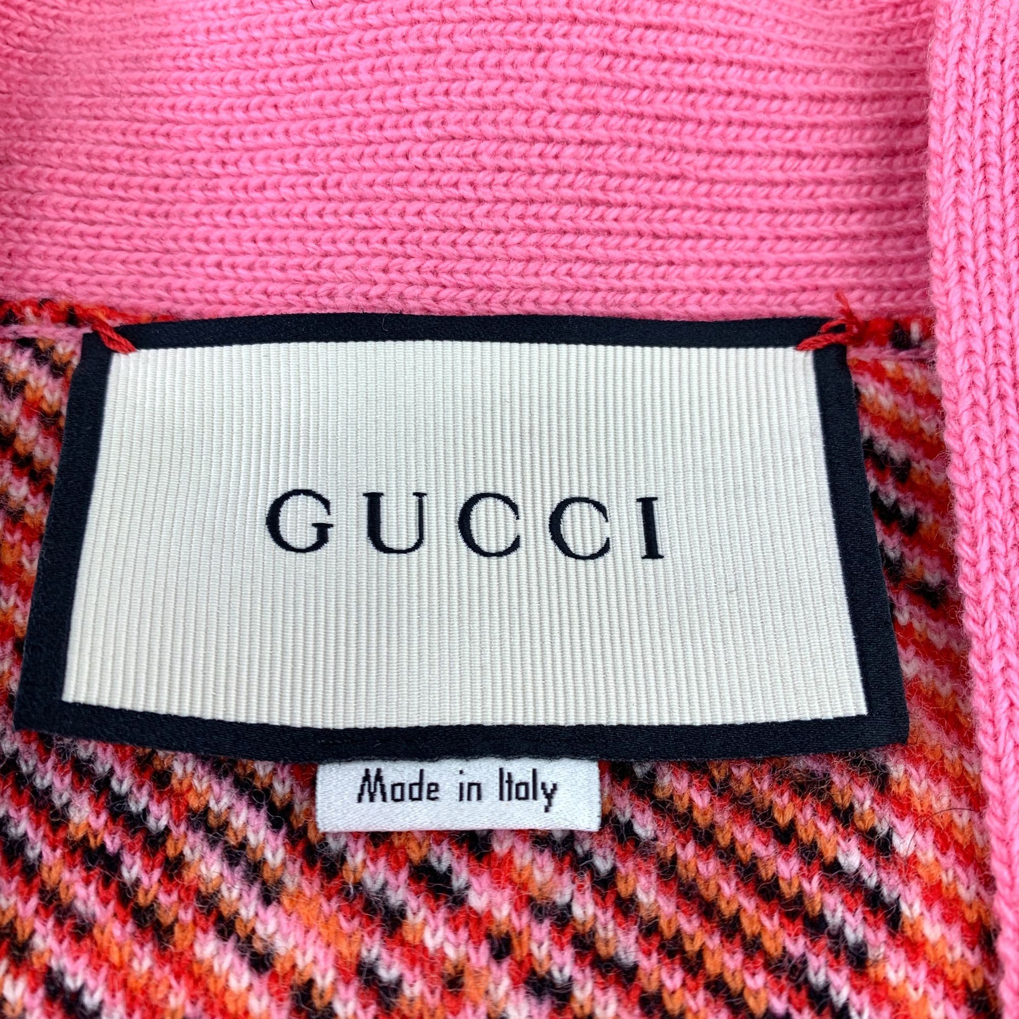 Gucci Gucci Pink Tiger Head Full Print Wool V-Neck Knit Cardigan J Size XS / US 0-2 / IT 36-38 - 2 Thumbnail