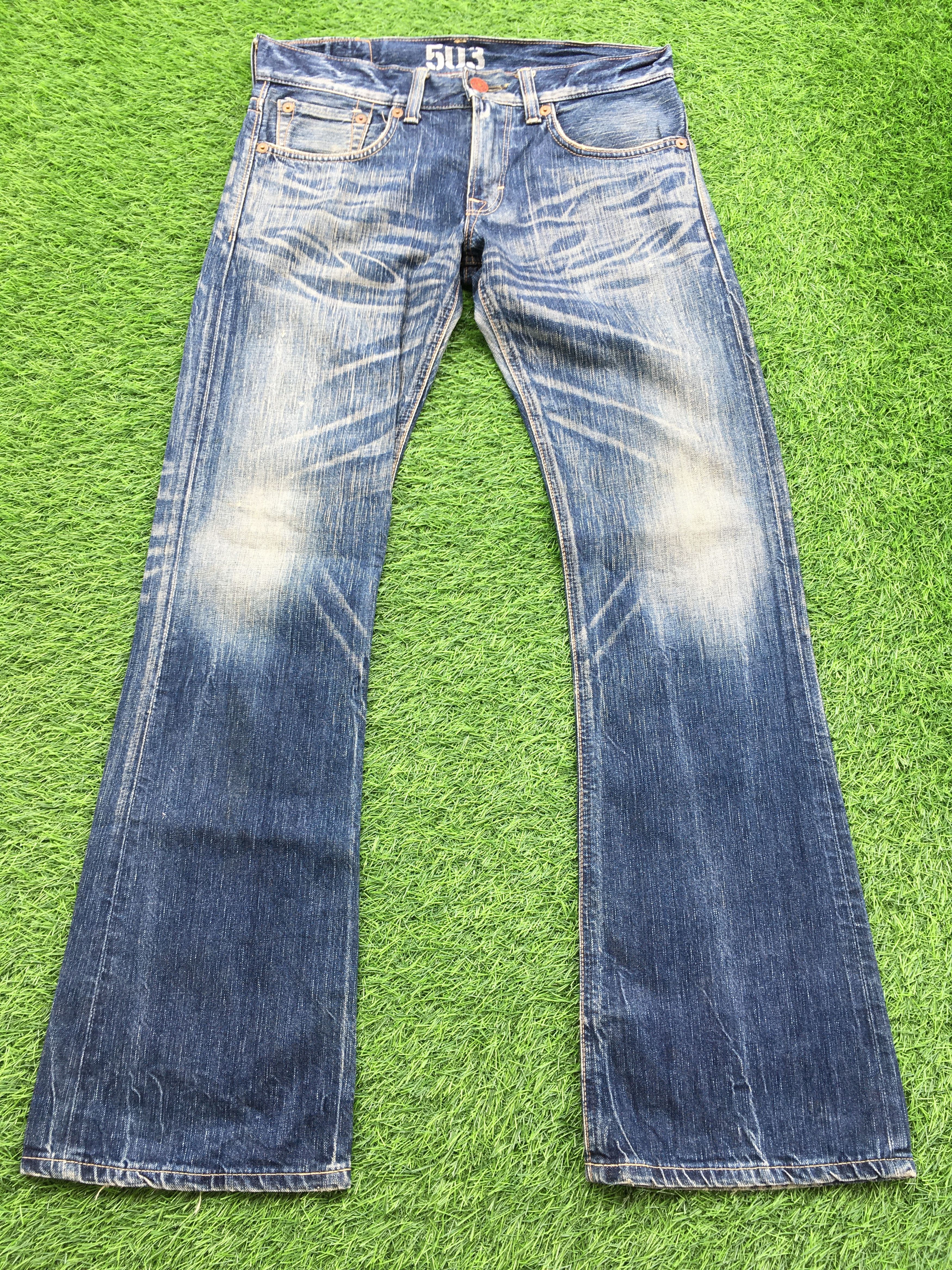 Edwin × Japanese Brand Flare 90s Style Edwin 503 Flare BlueTrip Distress Jean D-995 Size US 32 / EU 48 - 1 Thumbnail