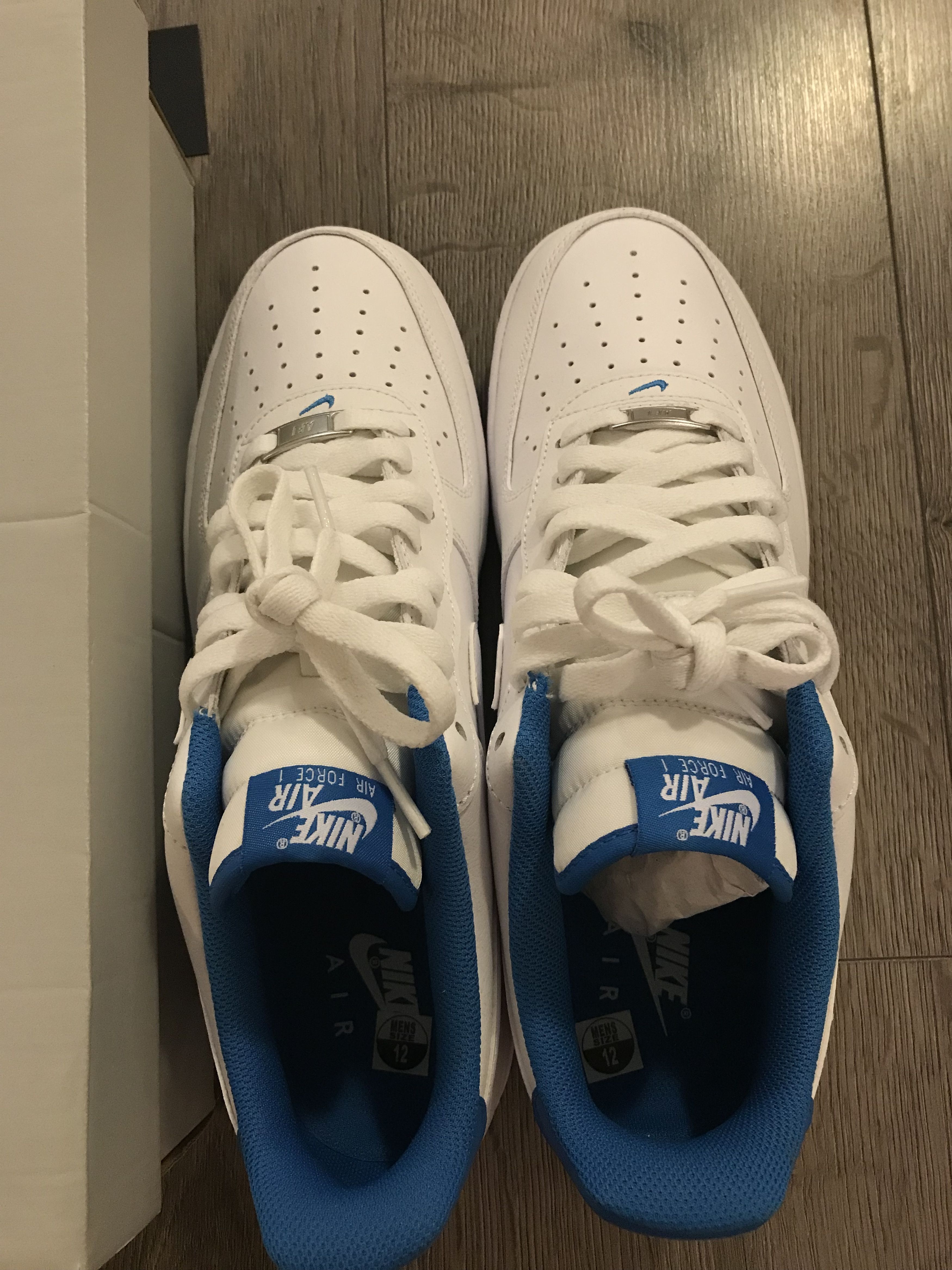 Nike Nike Air Force 1 Low '07 White Light Photo Blue Size US 12 / EU 45 - 4 Thumbnail
