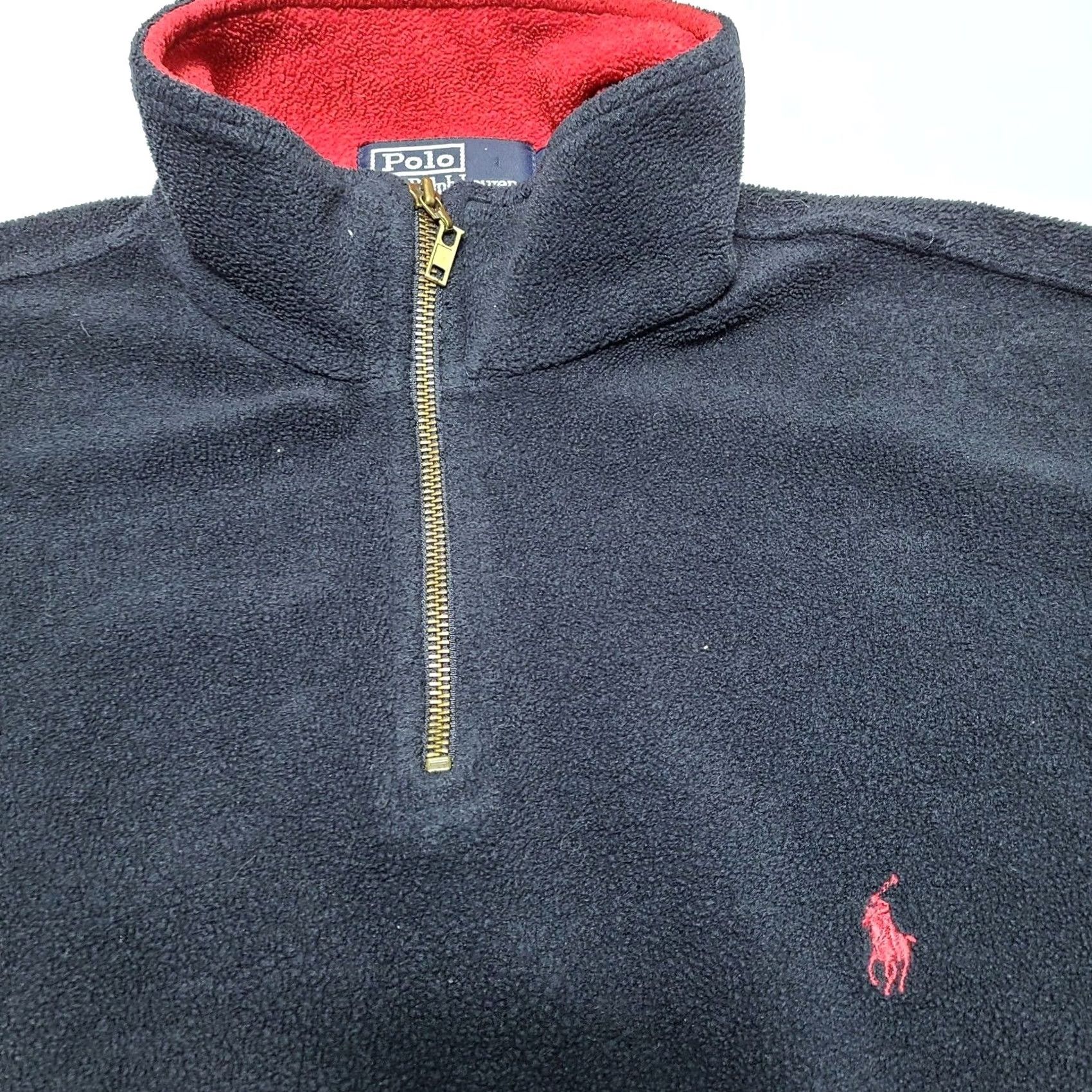 Polo Ralph Lauren VINTAGE Polo Ralph Lauren Men Blue 1/4 Zip Teddy Fleece Red Pony Size Large Sweater Zipper Logo Embroidered Long Sleeve Mock Neck 100% Polyester Size US L / EU 52-54 / 3 - 2 Thumbnail