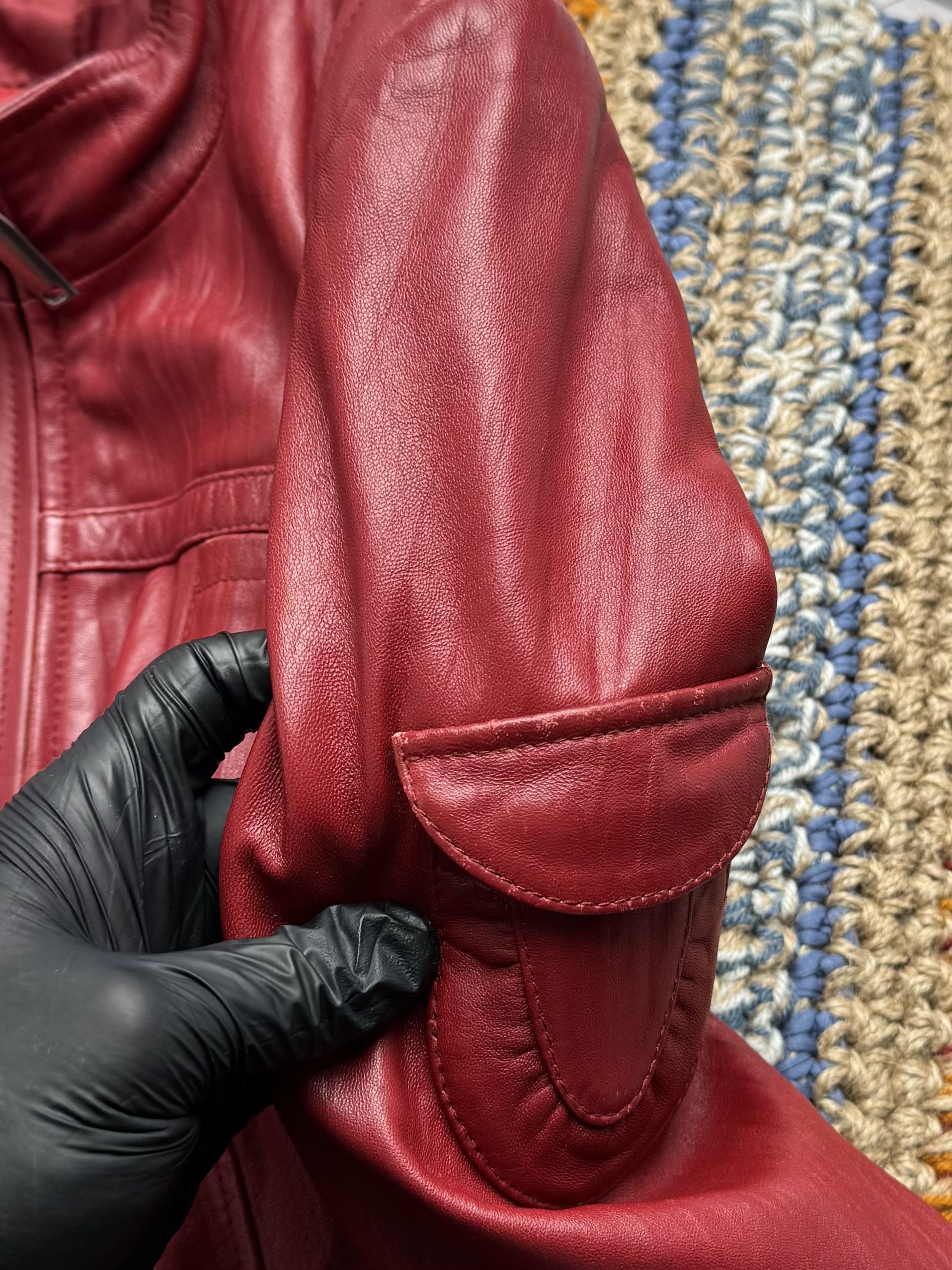 Vintage Vintage Red Leather Jacket Zip Up Fitted Y2K Style (E4) Size S / US 4 / IT 40 - 7 Thumbnail