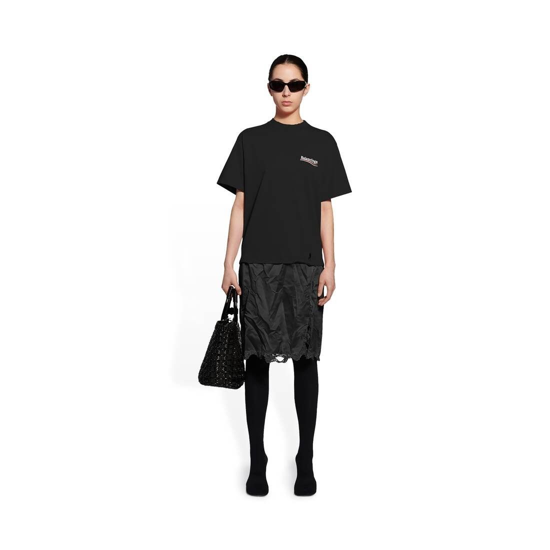 Balenciaga o1la1rc1a0625 Political Campaign Slip Dress T-Shirt in Black Size XS / US 0-2 / IT 36-38 - 2 Thumbnail